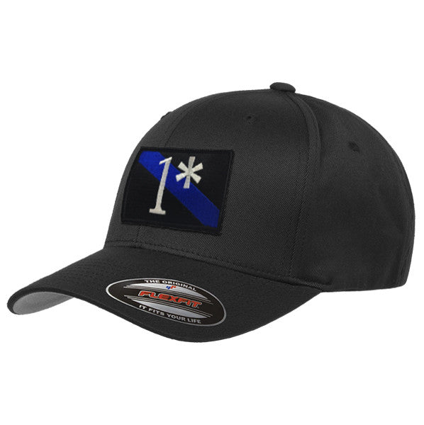 FlexFit 1 Black Thin Line Blue USA Asterisk - Hat