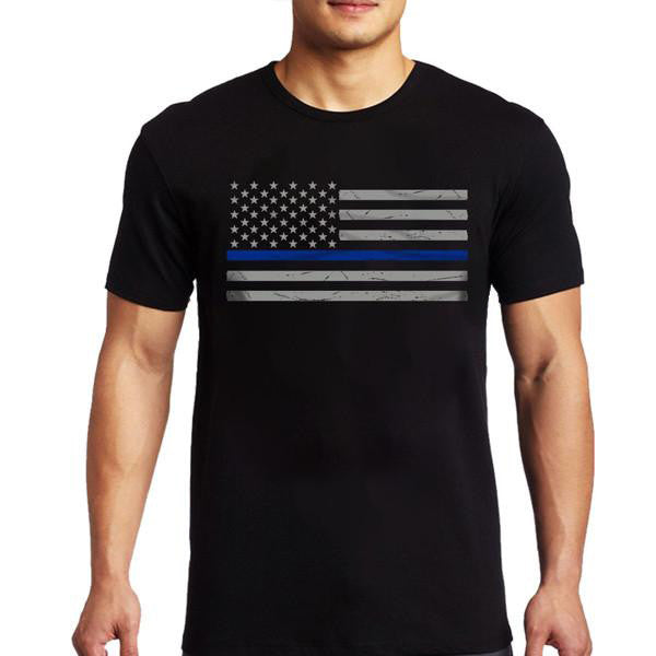 Dri-Fit Women's Shirt - Distressed Thin Blue Line Flag - Thin Blue Line USA
