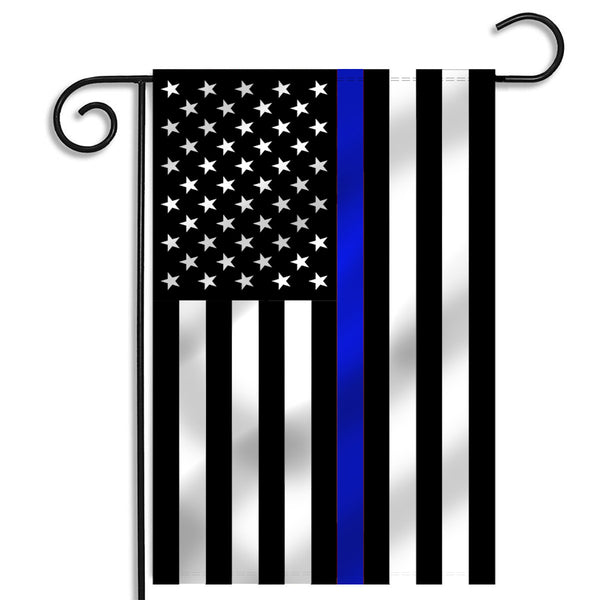 Police Thin Blue Line Black and White American 12×18 Boat Flag - I