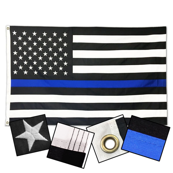 Thin Blue Line USA Flag Embroidered Bucket Hat, Charcoal / One Size