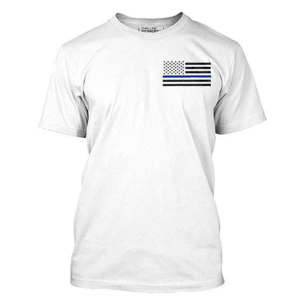 Mens T-Shirt - Thin Blue Line Flag Small Logo