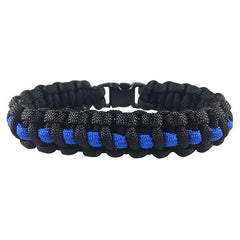 Paracord Survival Bracelet Black Thin Blue Line Police 8 inch  Amazonin  Jewellery