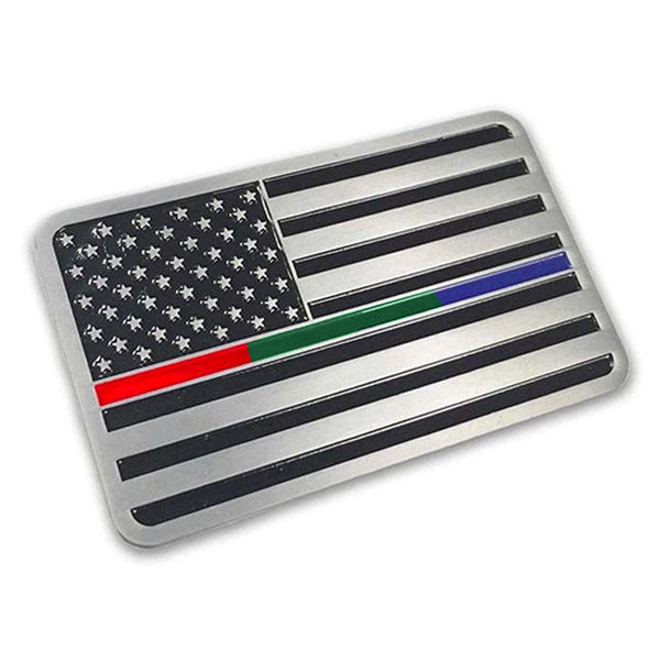 Hitch Cover - Thin Blue Line American Flag, Chrome - Thin Blue