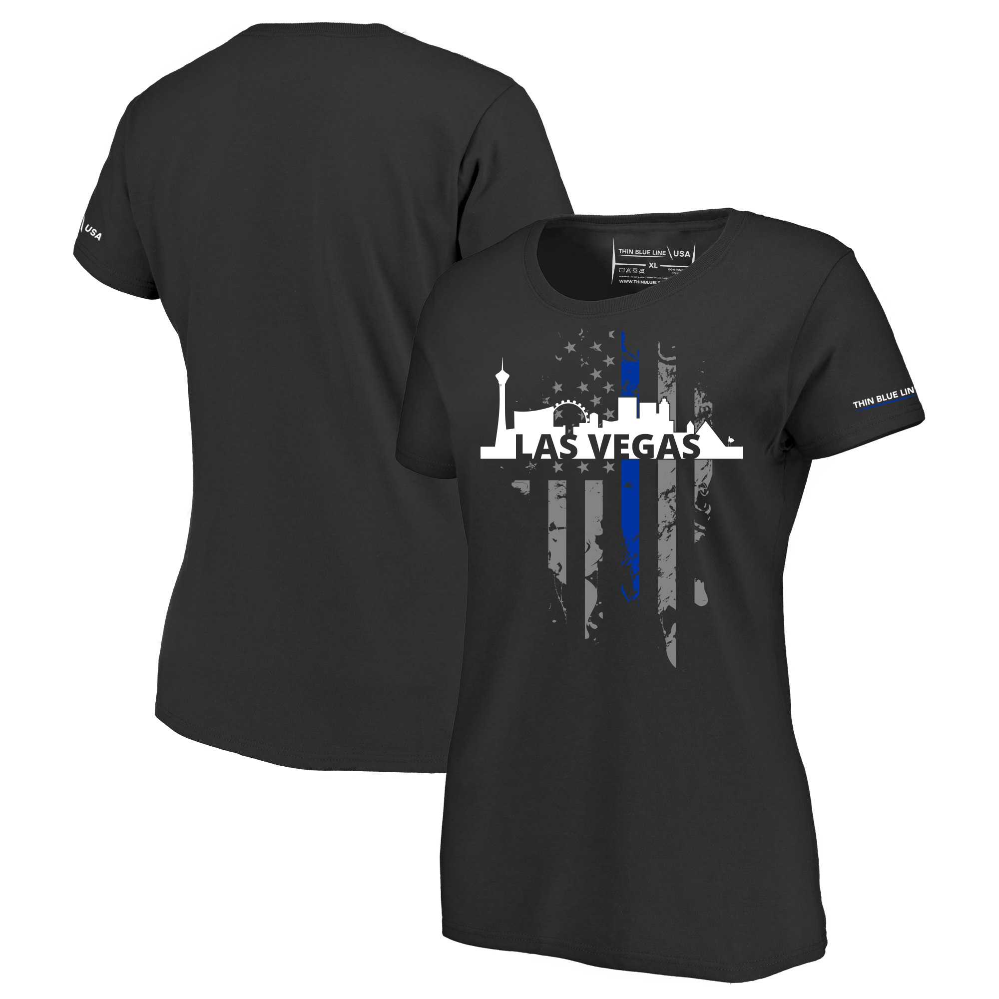 Women's T-Shirt, Thin Blue Line Las Vegas Skyline