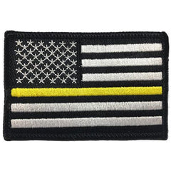 American Flag Blue Line Velcro Patch With Gold Border Free Shipping 