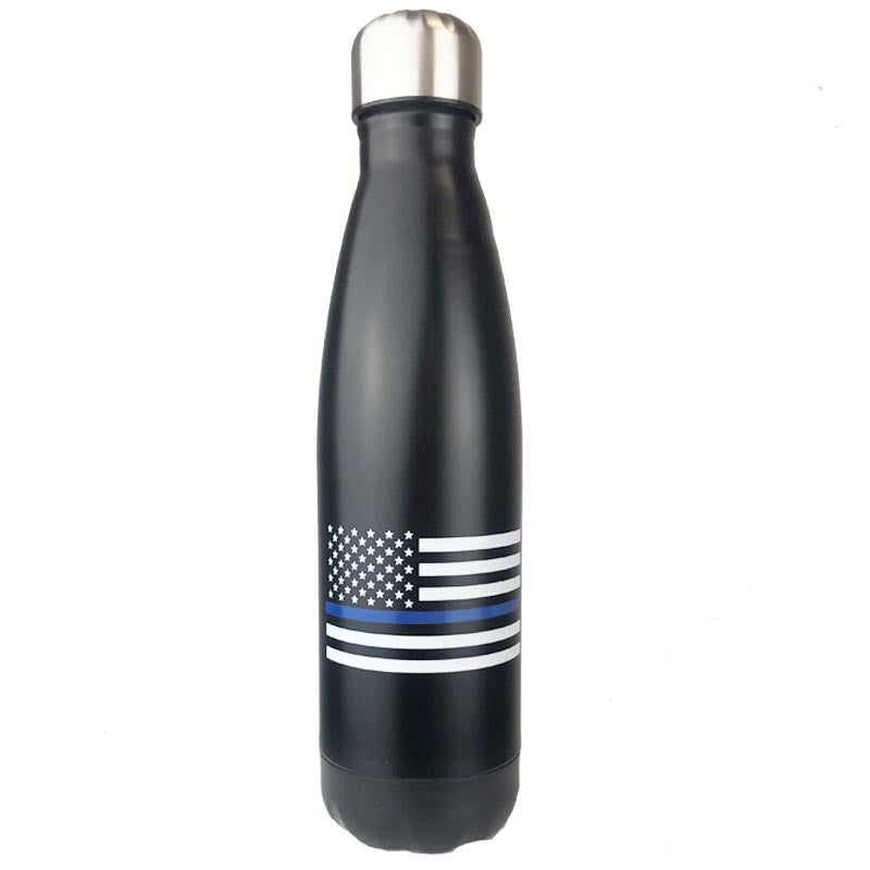  Stainless Steel Water Bottle Blue Red Stripe Pattern